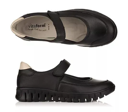 VITAFORM Mary- Jane- Ballerina Leder/ Stretch Klettverschluss Leichtsohle