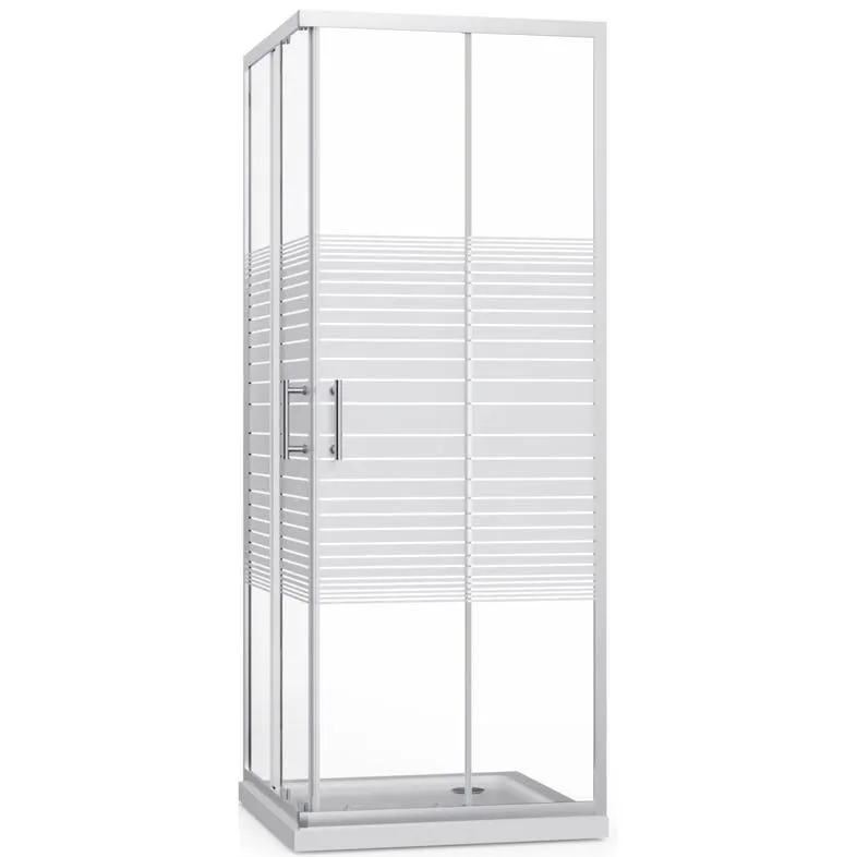 ZIK Duschabtrennung 80x80 Schiebe-Eck-Duschabtrennung 2-seitig transparentes Siebdruckglas