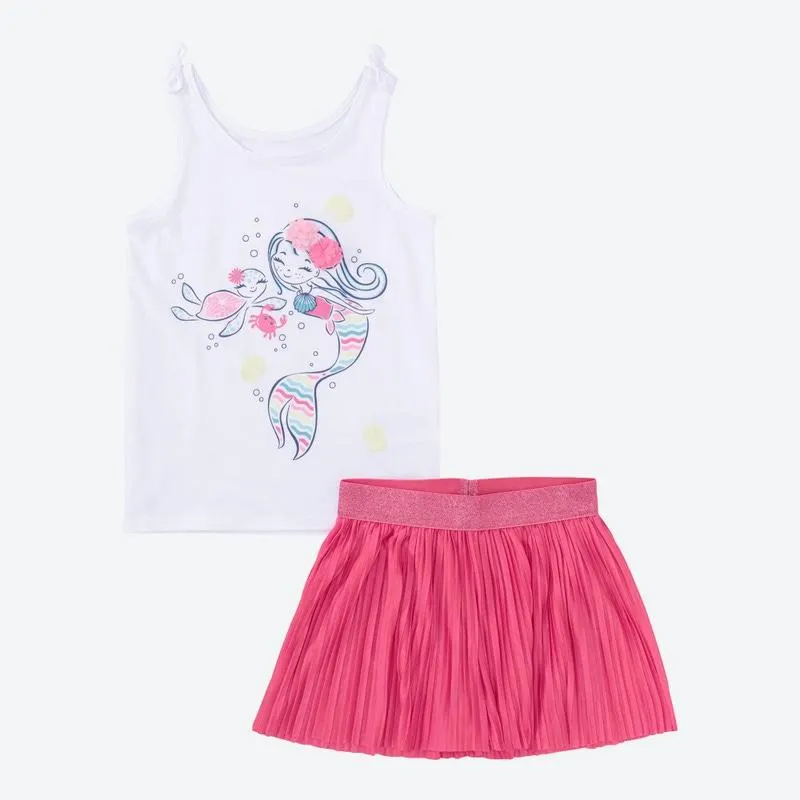 Kinder-Mädchen-Set mit Meerjungfrau-Druck, 2-teilig