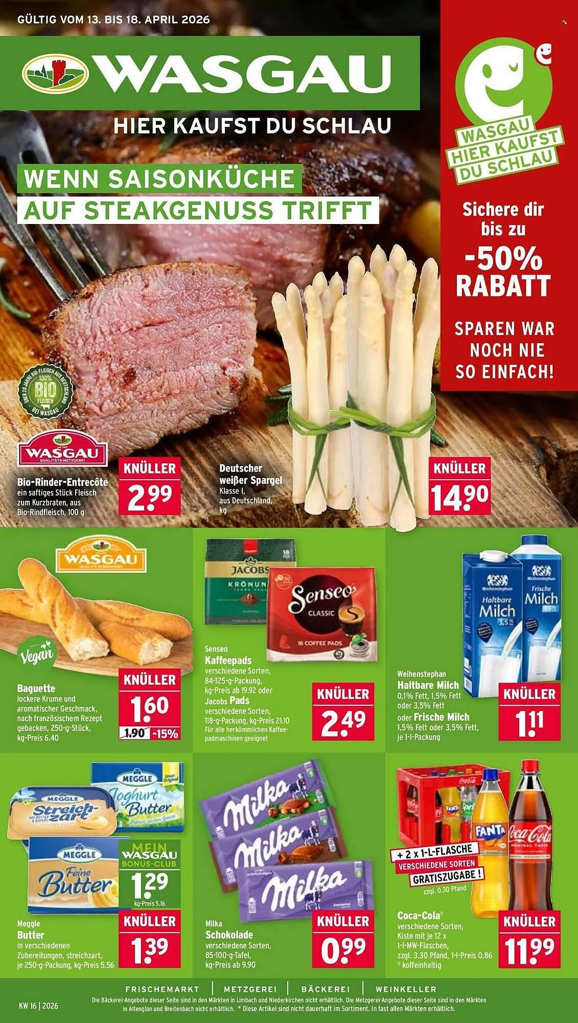 Wasgau Prospekt von 13. April bis 18. April 2026 - Prospekt seite 1