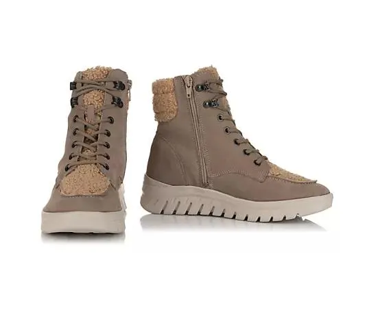 VITAFORM Damen-Stiefelette Nubukleder Teddyfelldetails Leichtsohle