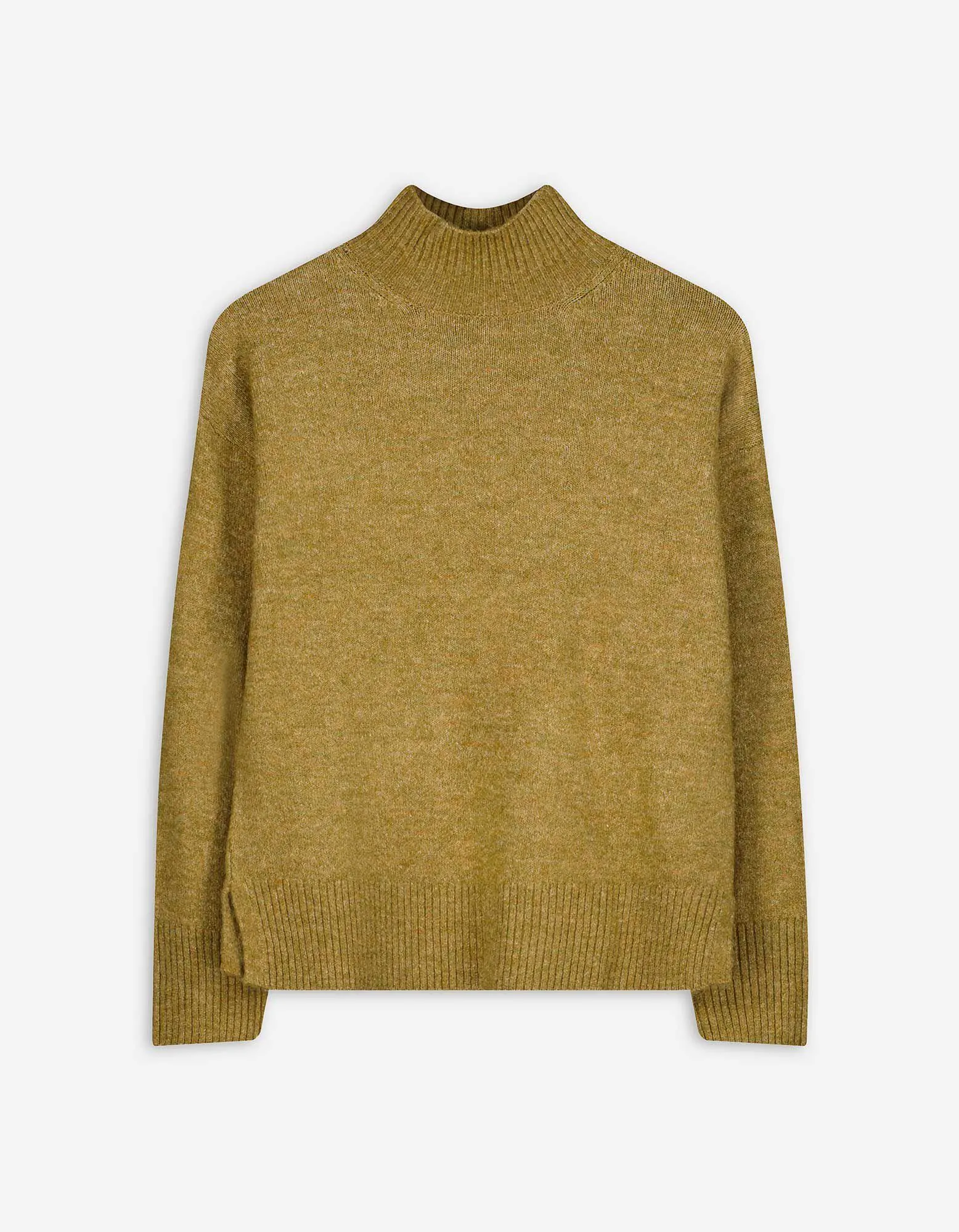 Strickpullover - Mockneck - grün