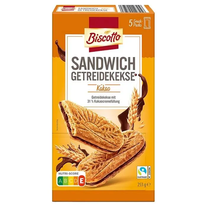 BISCOTTO Sandwich Getreidekekse 253 g, Kakao