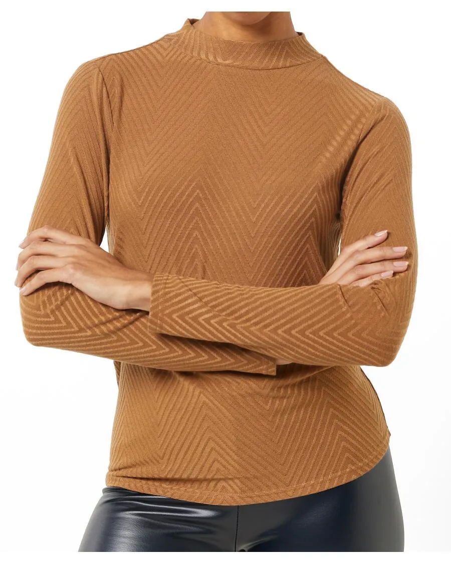 Langarmshirt Zickzack Janina, Stehkragen