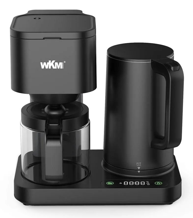 WKM KWK-1600 Kombinierte Kaffeemaschine + Wasserkocher, 1600W, LED-Display, Touch-Tasten, Warmhaltefunktion