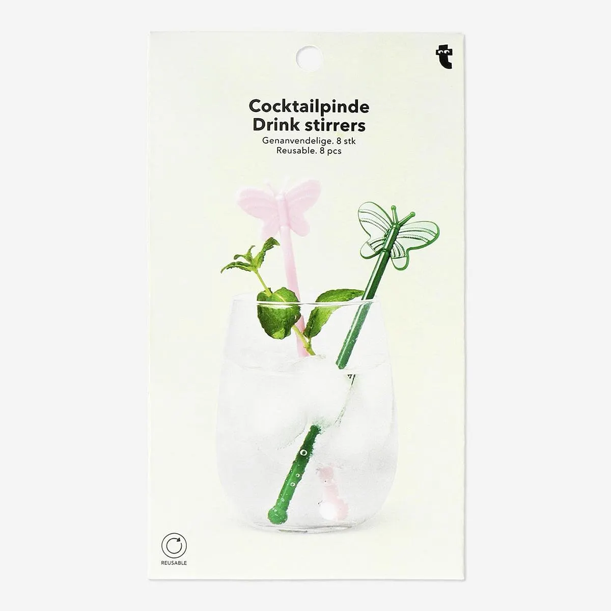 Butterfly shaped drink stirrers - 8 pcs