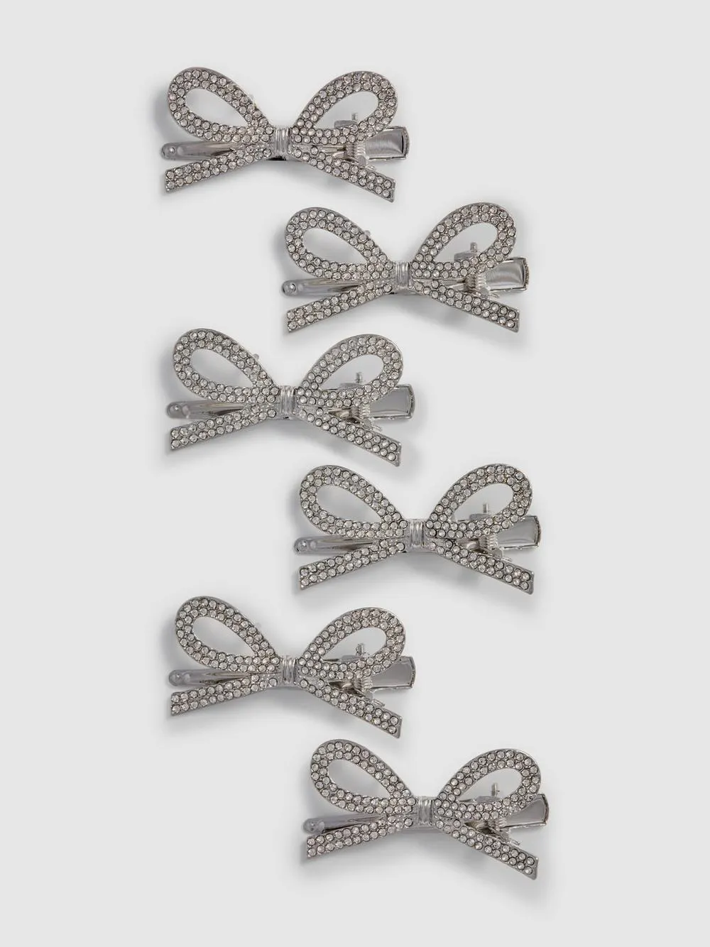 Strassbesetzte Haarspangen in Schleifenform, 6er-Pack