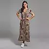 KIM & CO. Maxi-Kleid, 1/2-Arm Brazil Knit Jersey V-Ausschnitt gemustert