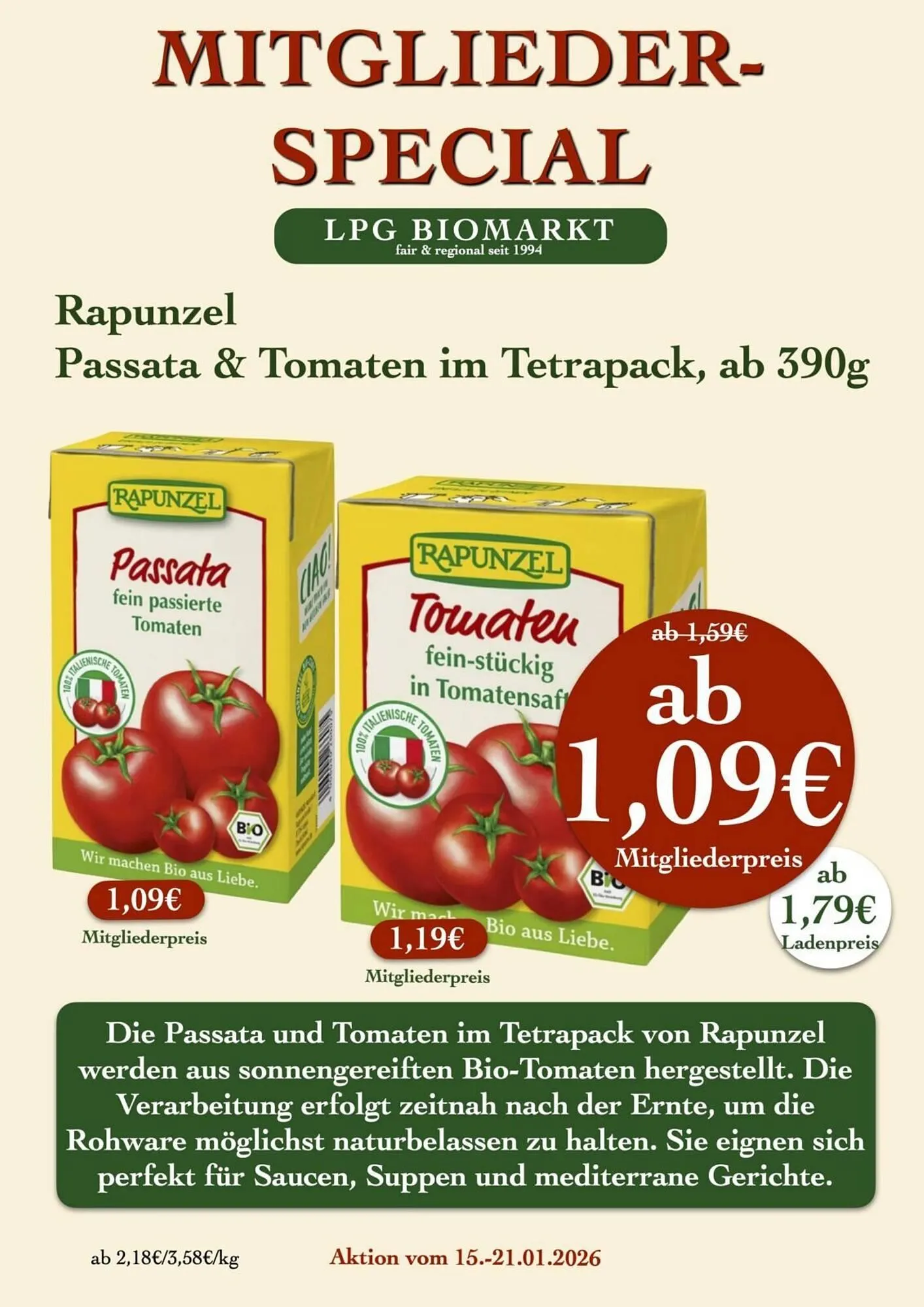 LPG Biomarkt Prospekt von 15. Januar bis 21. Januar 2026 - Prospekt seite 15