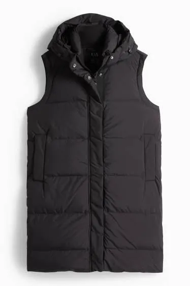Quilted gilet with hood - water-repellent