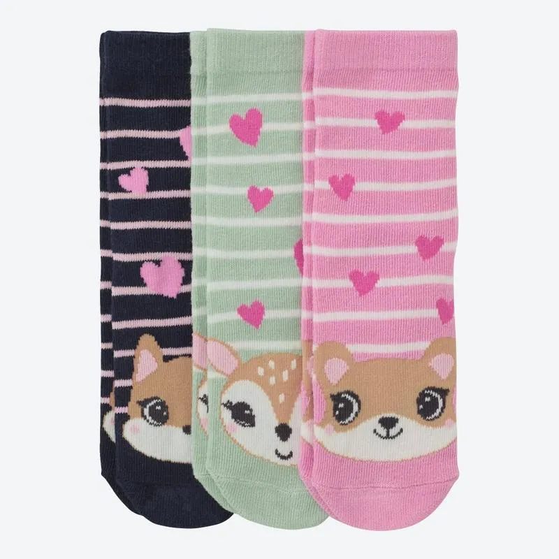 Kinder-Mädchen-Socken mit verschiedenen Designs, 3er-Pack