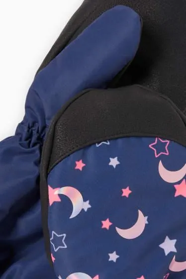Moon and star - ski mittens - waterproof