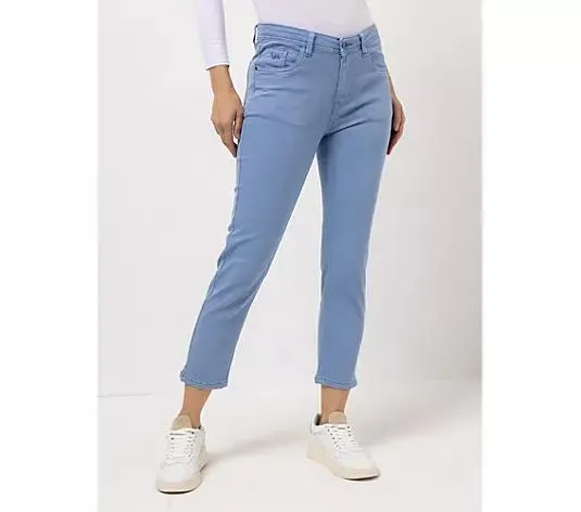 VIA MILANO Jeans, 7/8-Länge 5-Pocket-Style Logo-Stickerei schmales Bein