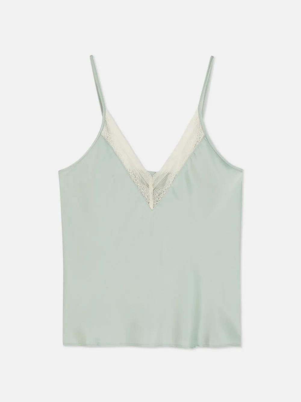 Schlafanzug-Trägertop aus Satin und Spitze