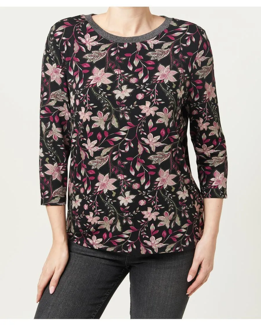 Shirt mit Glitzer-Ausschnitt