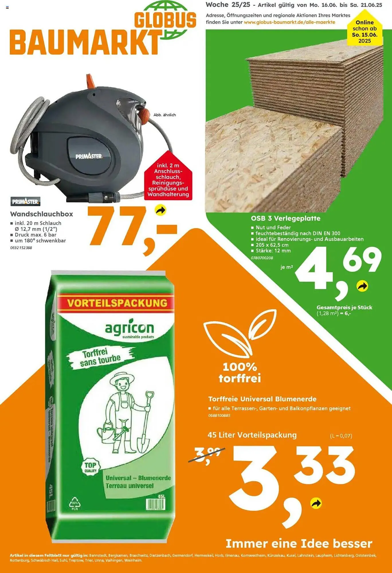Globus Baumarkt Prospekt von 16. Juni bis 21. Juni 2025 - Prospekt seite 1