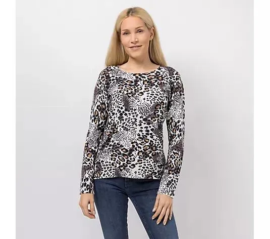 CASHMASOFT Pullover Rundhalsausschnitt Cashmeregriff Animal-Druck