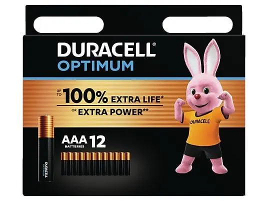 DURACELL Optimum AAA (Alkaline) Batterie, Alkaline, 1.5 Volt 12 Stück