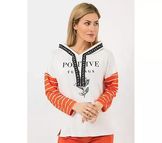 AMINATI® Sweatshirt, 1/1-Arm mit Kapuze Streifendruck Seitenschlitze