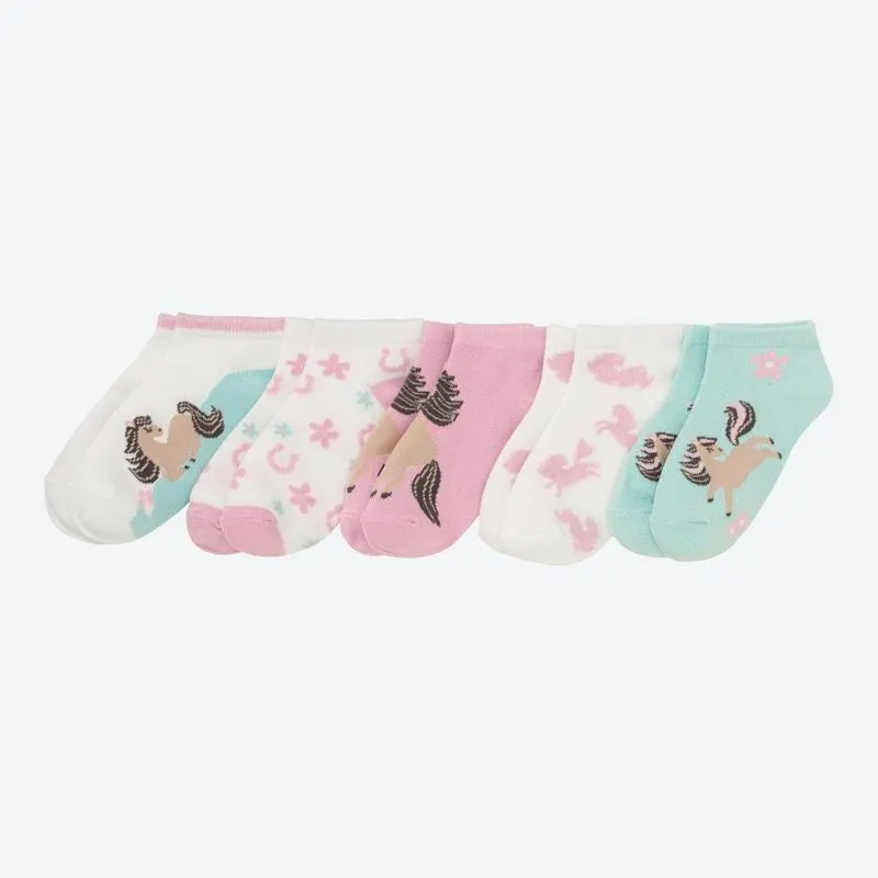 Kinder-Sneaker-Socken mit Pferde-Motiv, 5er-Pack