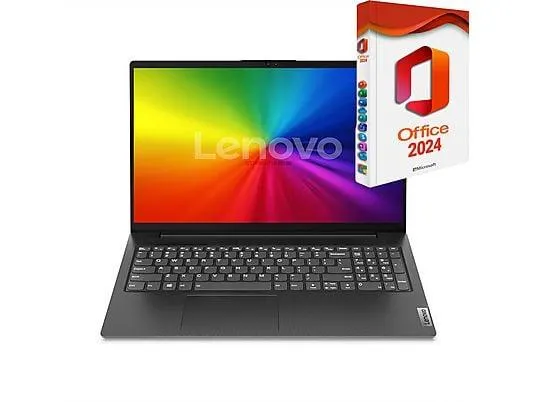 LENOVO V15-IJL, Windows 11 Pro + MS Office 2024 Pro, Notebook, mit 15,6 Zoll Display, Intel® Celeron®,N4500 Prozessor, 16 GB RAM, 500 GB SSD, Intel® UHD Graphics, Schwarz, Windows 11 Pro