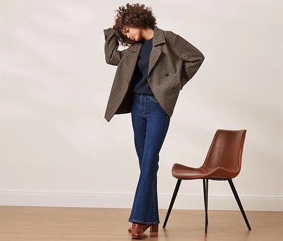 Karierte Jacke mit Wolle