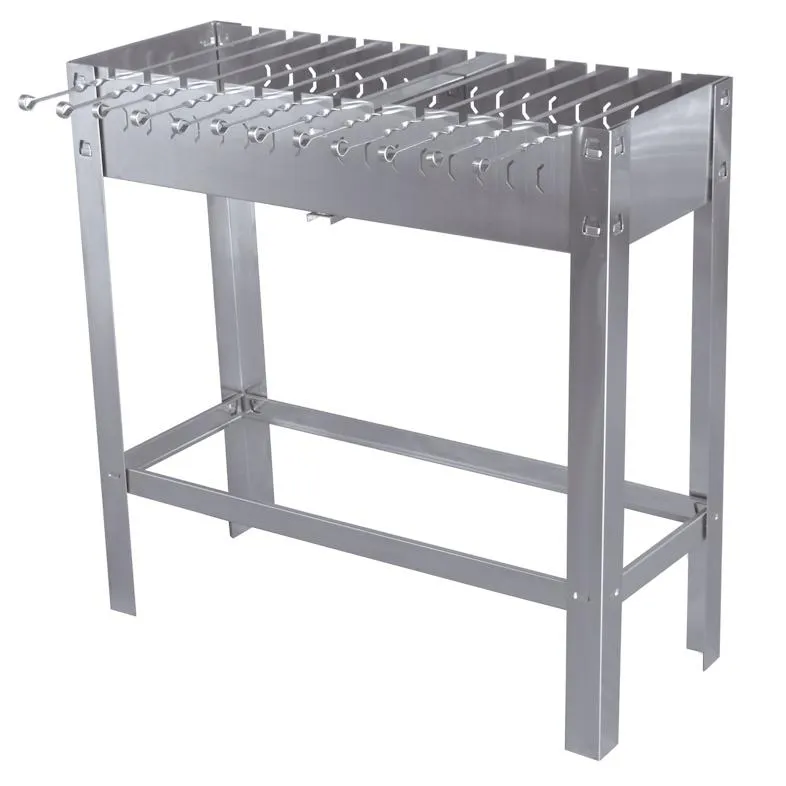 METRO Professional Holzkohlegrill Karas, Edelstahl, 81 x 31 x 80 cm, rechteckig, inkl.12 Spieße, silber