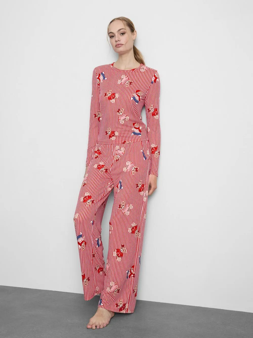 Weihnachtliches Schlafanzugtop mit Teddybär-Design