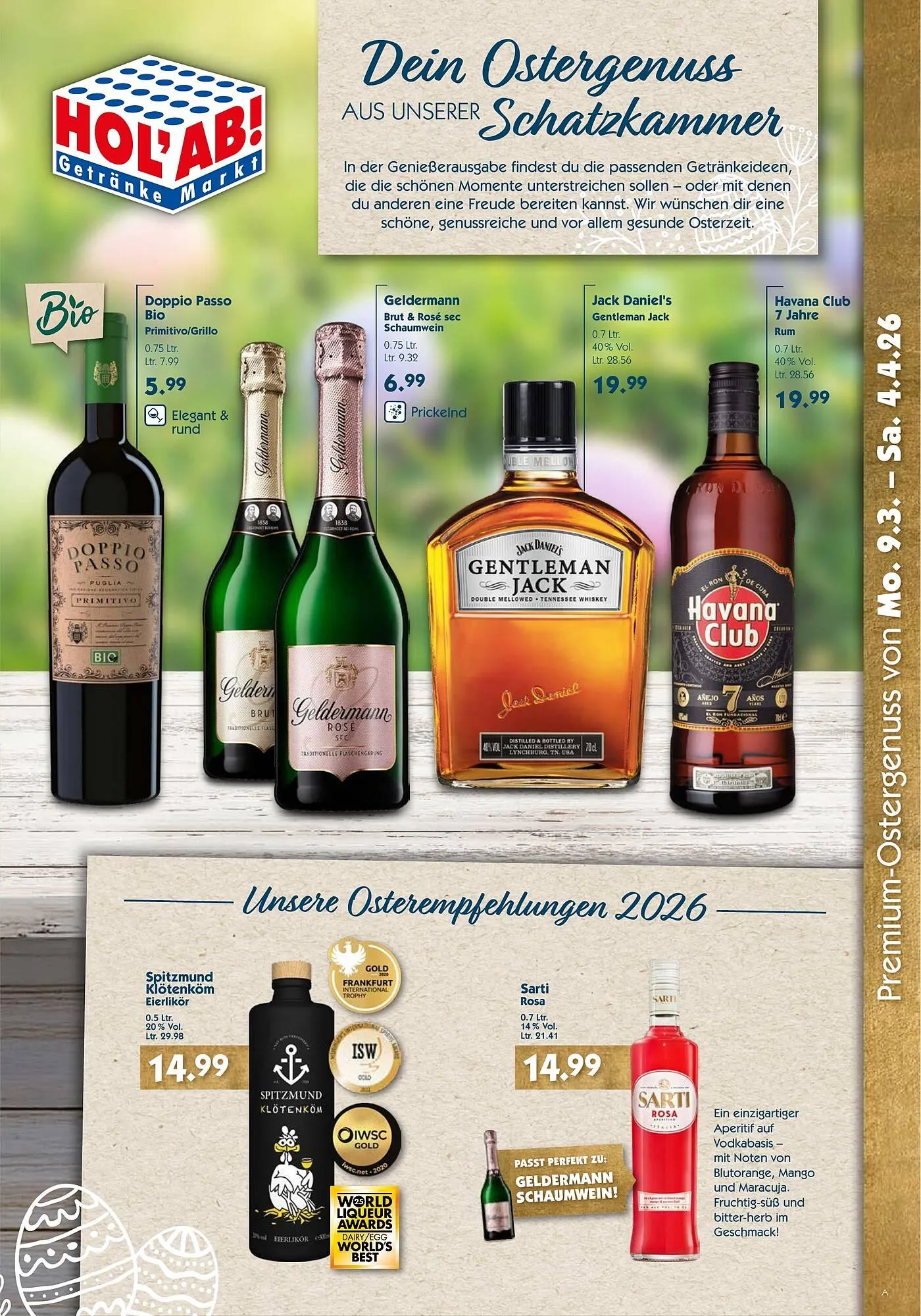 Hol'ab Getränkemarkt Prospekt von 9. März bis 4. April 2026 - Prospekt seite 1