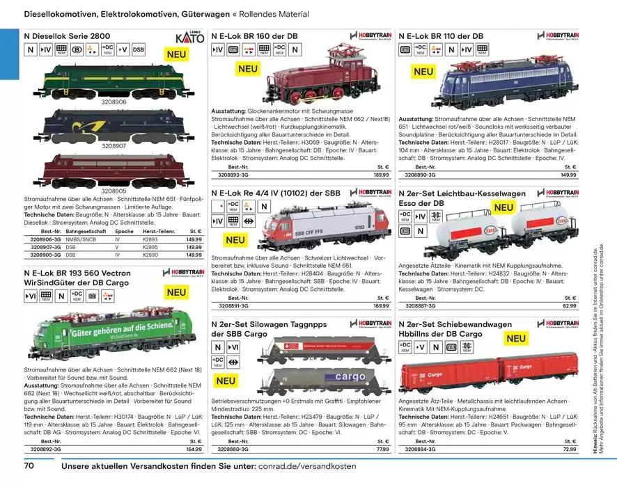 Modellbahn Katalog von 29. Oktober bis 31. Dezember 2025 - Prospekt seite 72