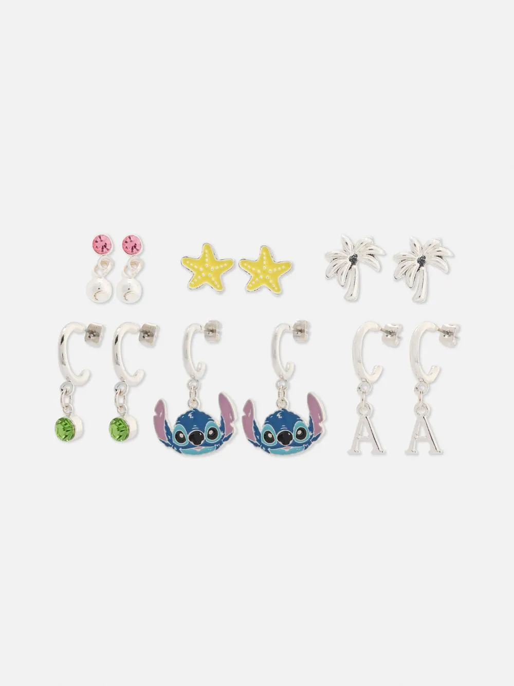 „Disney Stitch“ Ohrstecker und Creolen, 6er-Pack