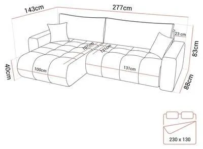 Ecksofa CLOUD mit Schlaffunktion