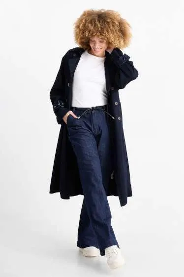 Wide leg jeans with belt - mid-rise waist