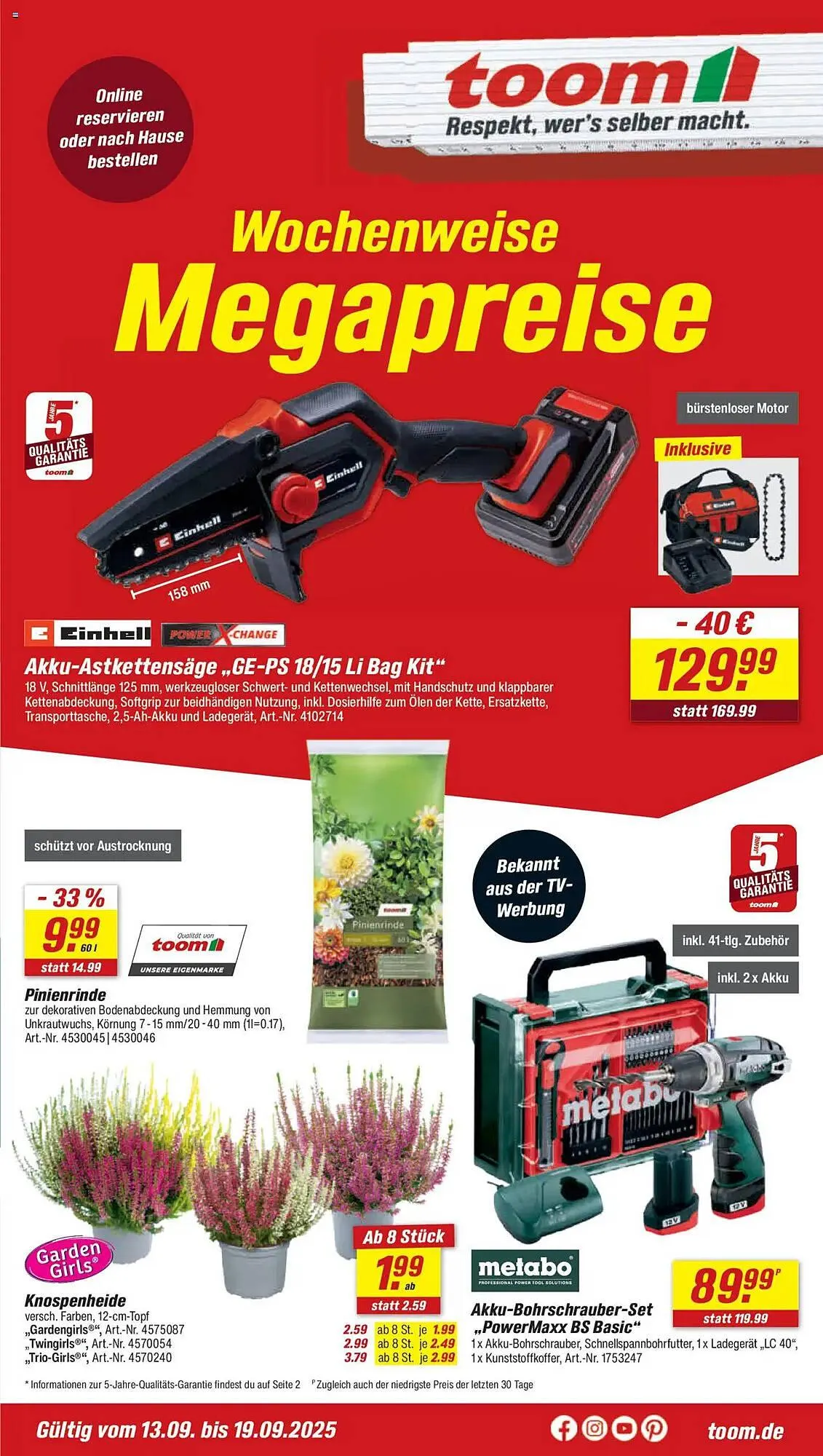 Toom Baumarkt Prospekt von 13. September bis 19. September 2025 - Prospekt seite 1