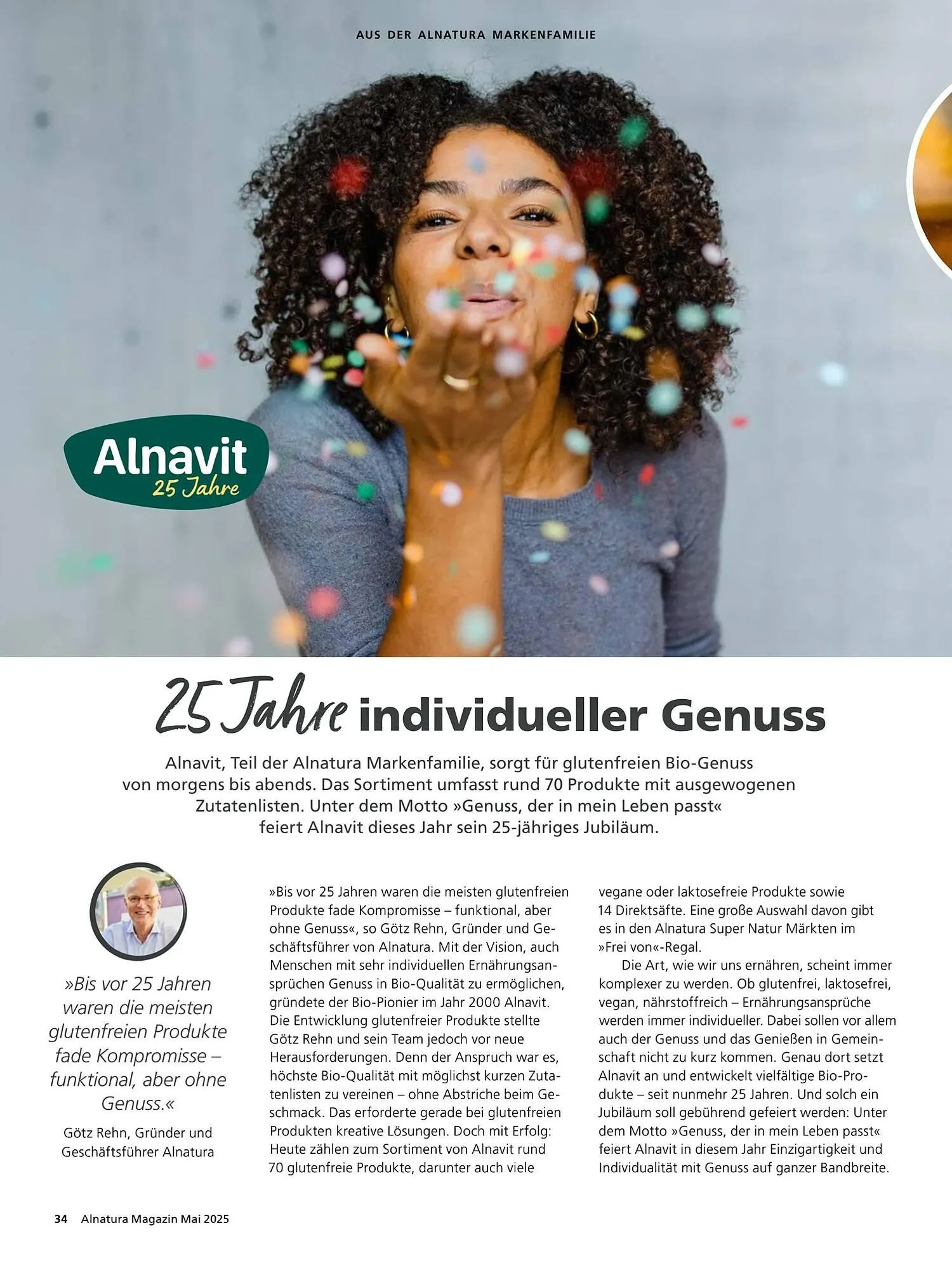 Alnatura Prospekt von 2. Mai bis 1. Juni 2025 - Prospekt seite 34