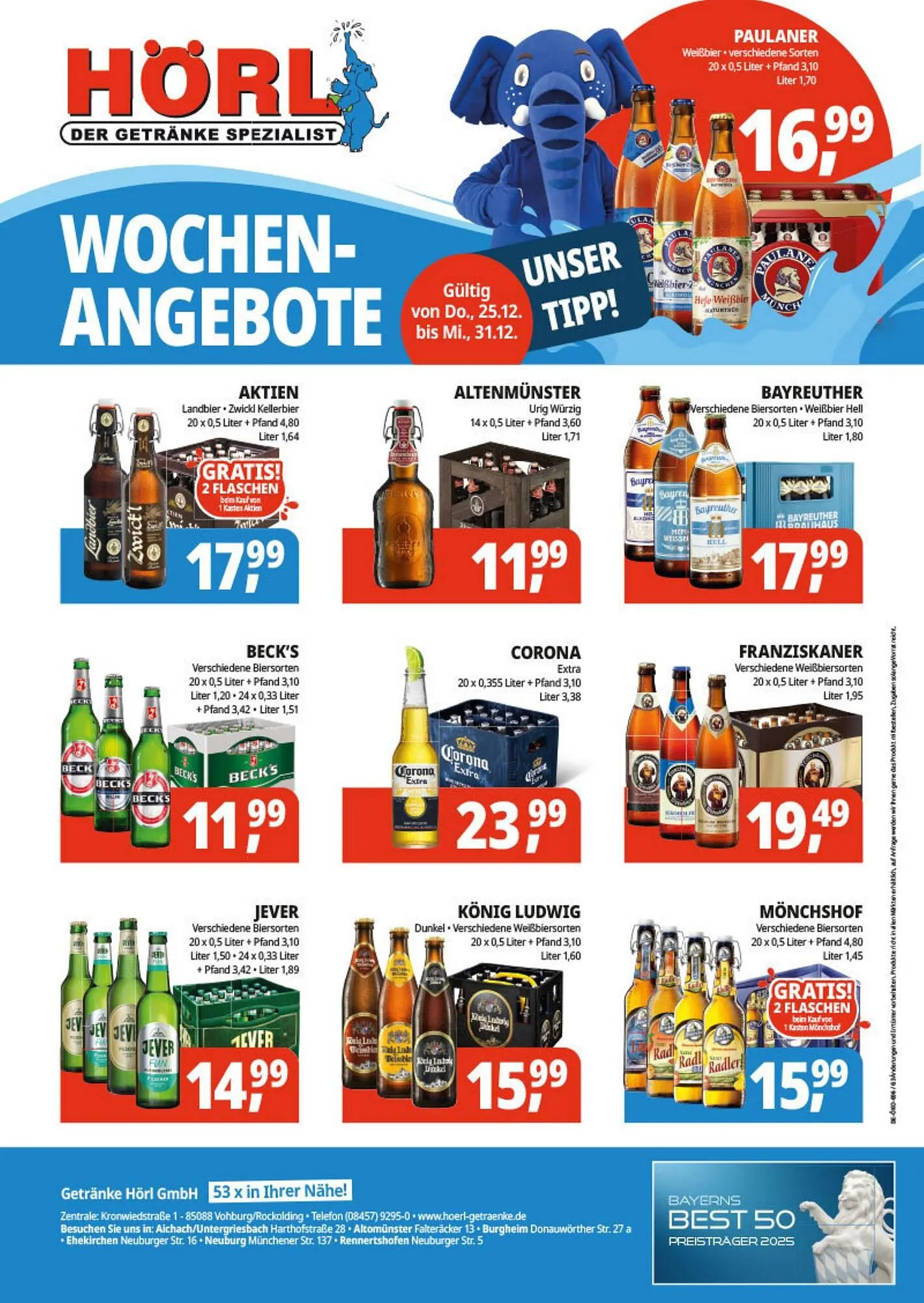 Hörl Getränke Prospekt von 25. Dezember bis 31. Dezember 2025 - Prospekt seite 1