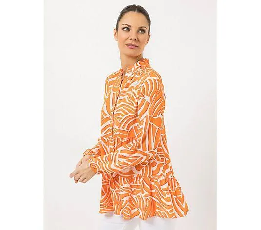 STEFFEN SCHRAUT Longbluse Serafino-Ausschnitt Volantsaum figurumspielend