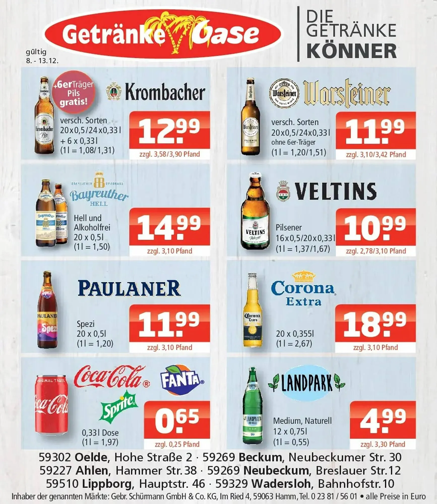 Getränke Oase Prospekt von 7. Dezember bis 13. Dezember 2025 - Prospekt seite 1