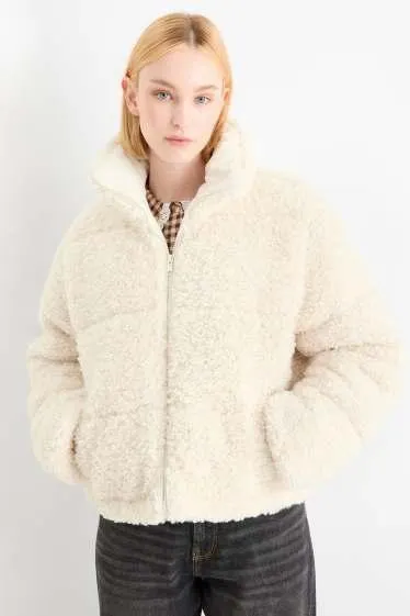 Teddy fur quilted jacket