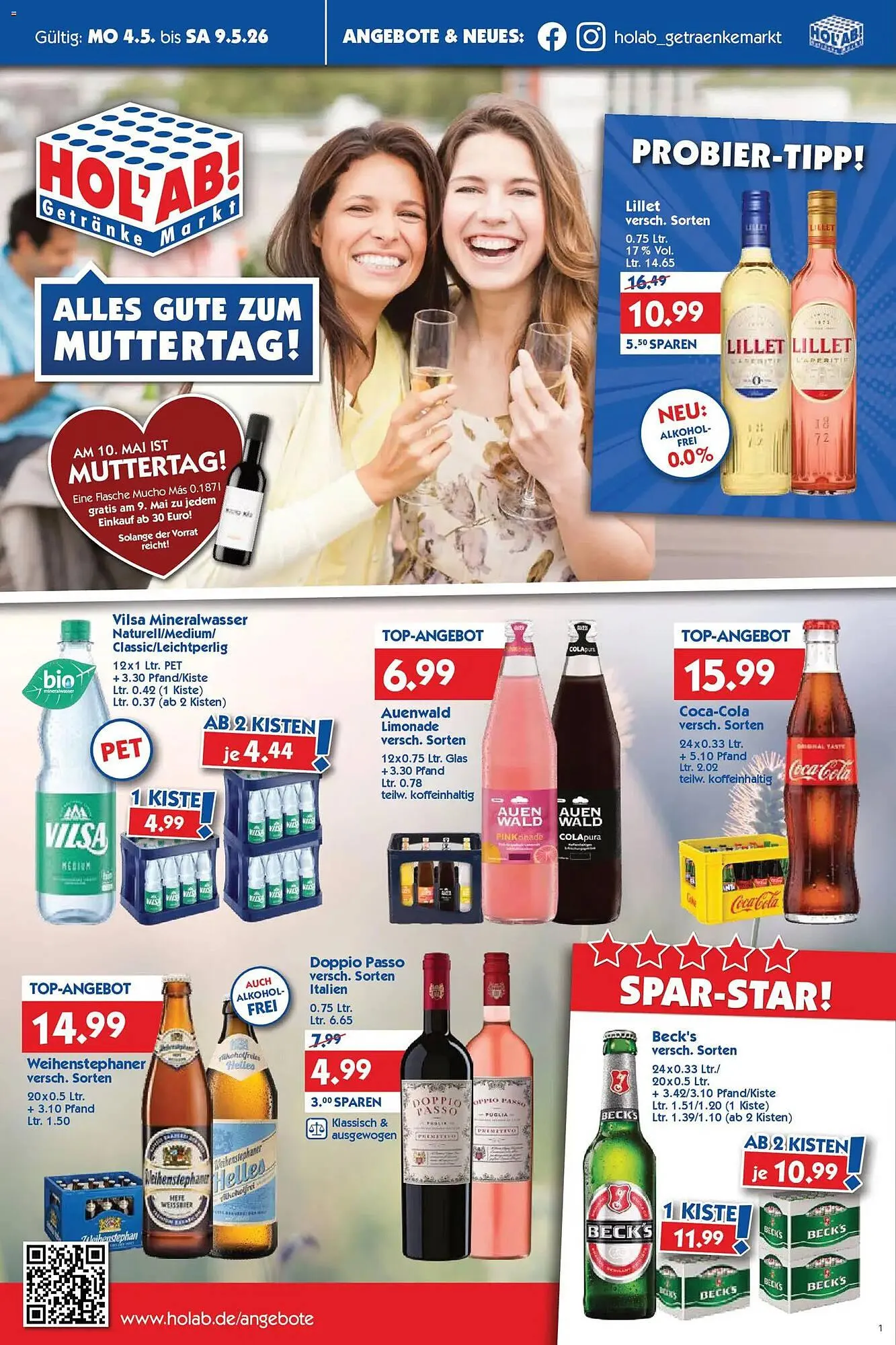 Hol'ab Getränkemarkt Prospekt von 4. Mai bis 9. Mai 2026 - Prospekt seite 1