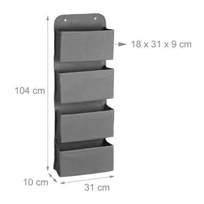 2 x Hängeorganizer 4 Fächer grau