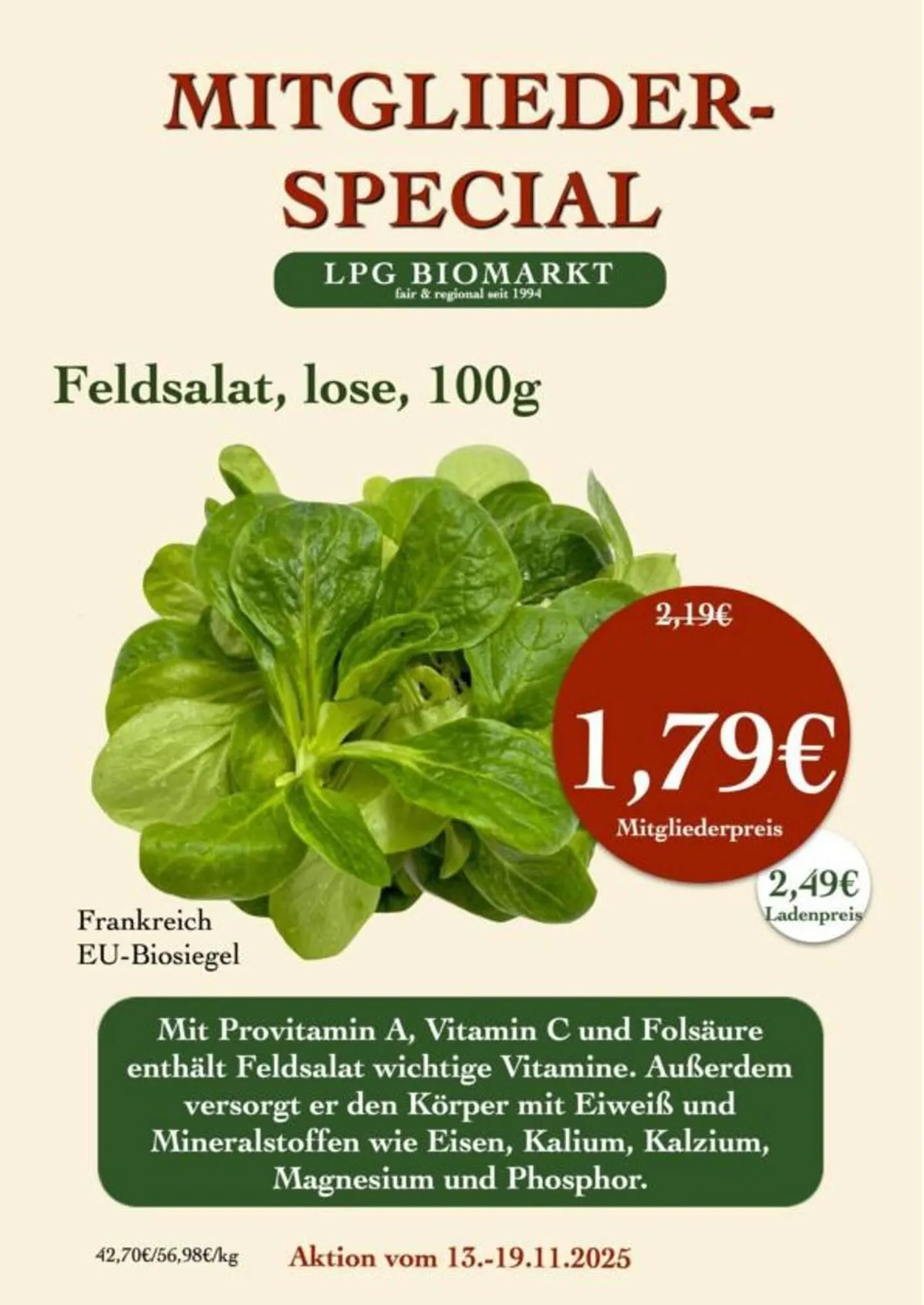 LPG Biomarkt Prospekt von 13. November bis 19. November 2025 - Prospekt seite 1