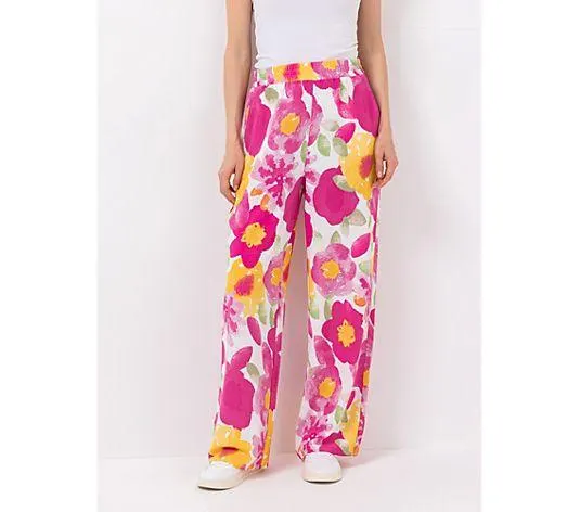 KIM & CO. Hose, lange Form Struktur-Popeline Rundumdehnbund weiter Beinverlauf