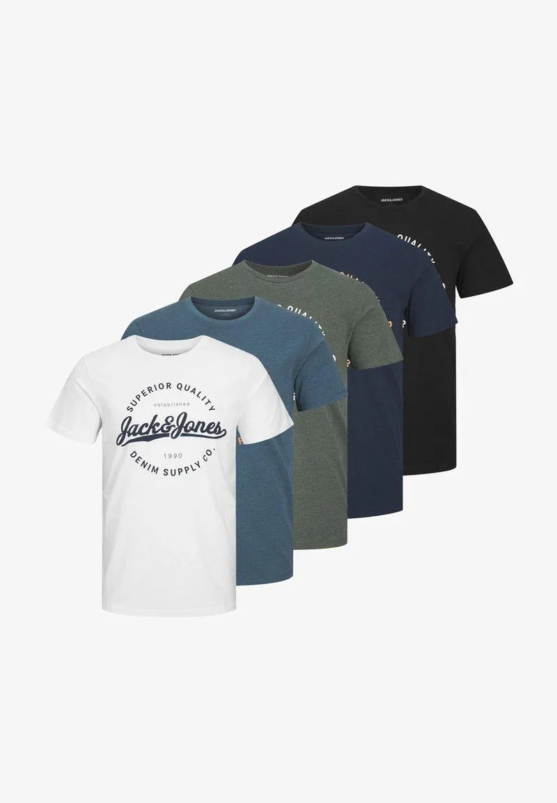 5 PACK - Camiseta estampada - black white navy mv sb