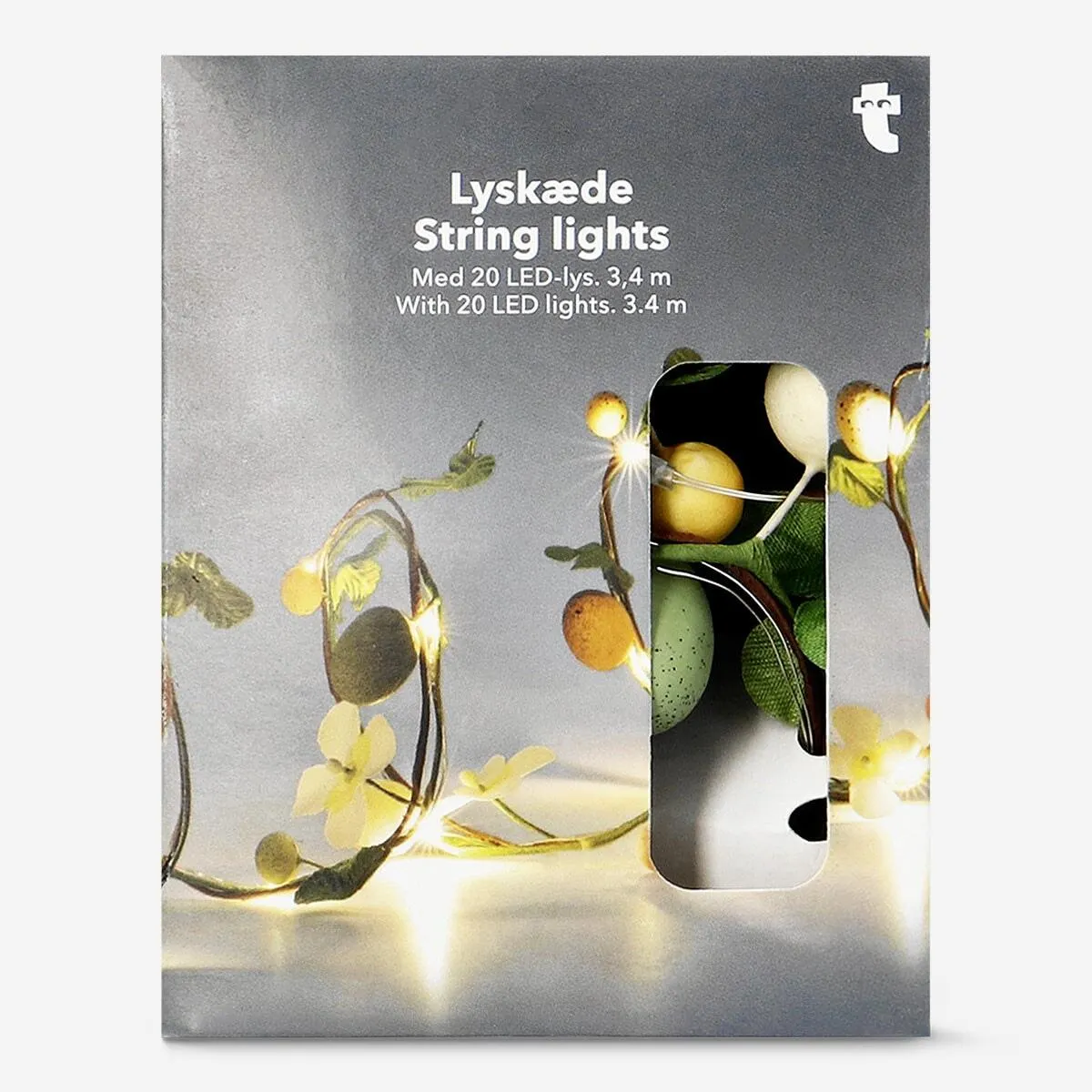 String lights with Easter eggs and leaves - 81 cm