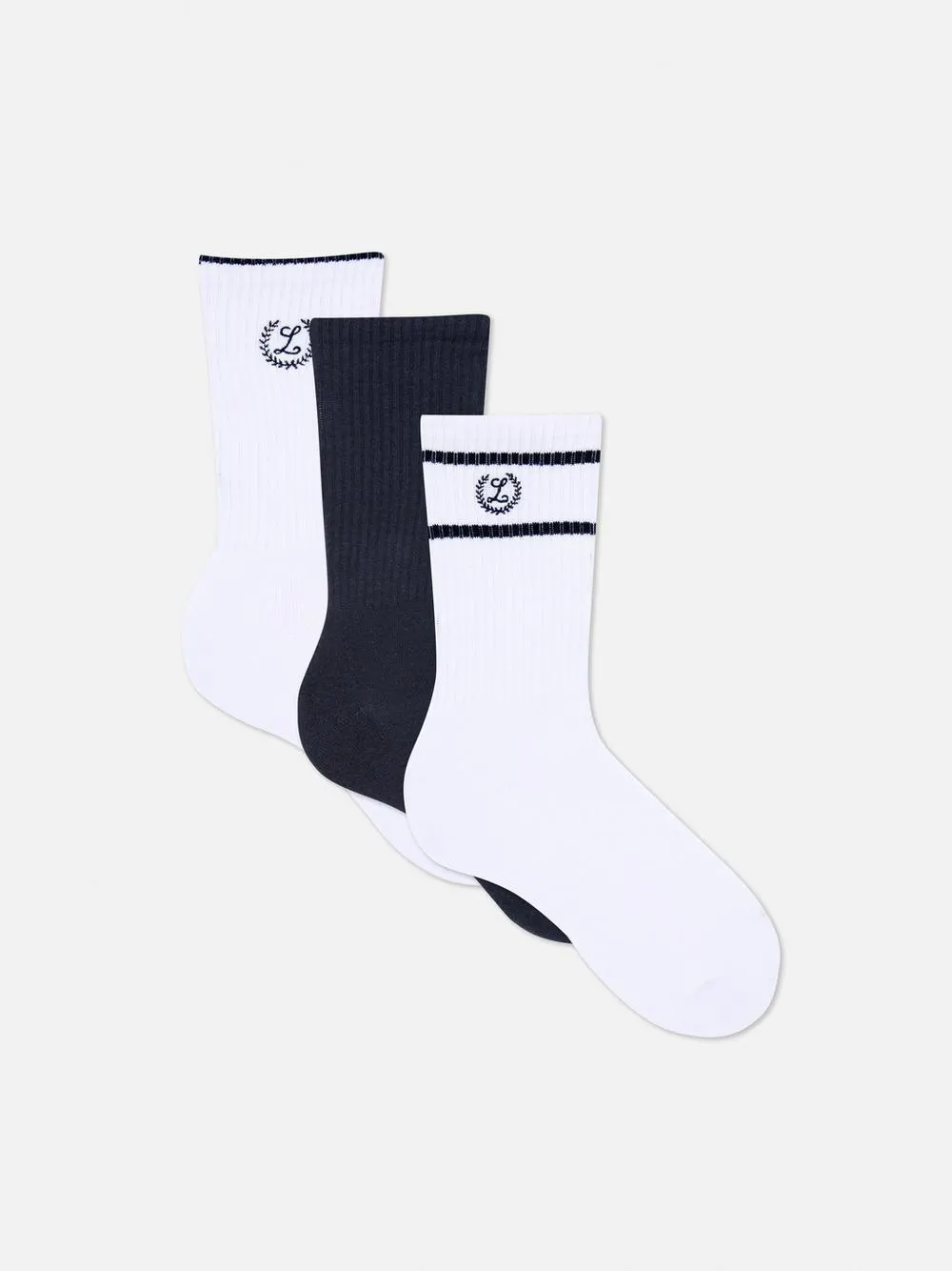 Bestickte Crew-Socken, 3er-Pack