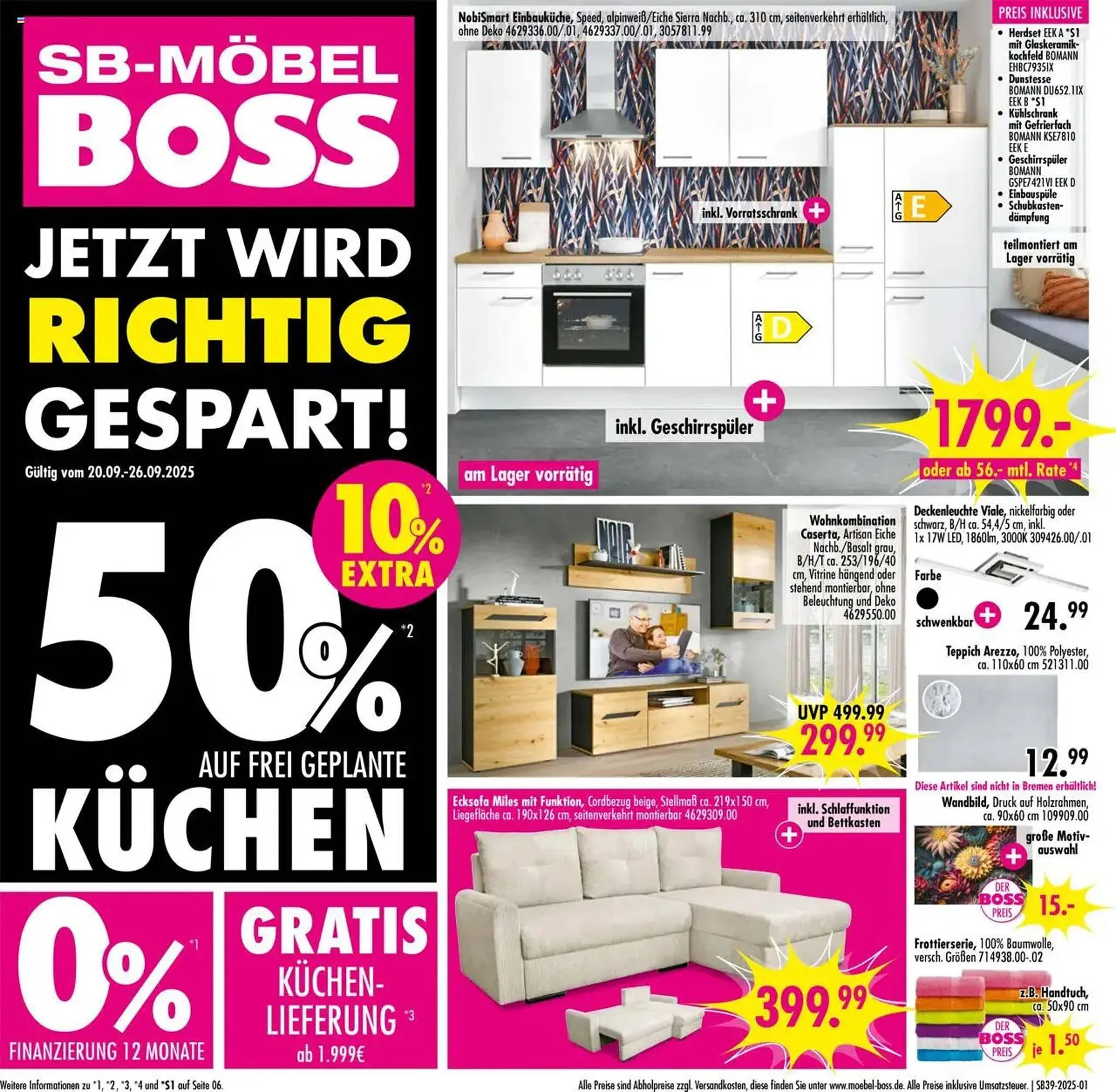 Möbel Boss Prospekt von 20. September bis 26. September 2025 - Prospekt seite 1