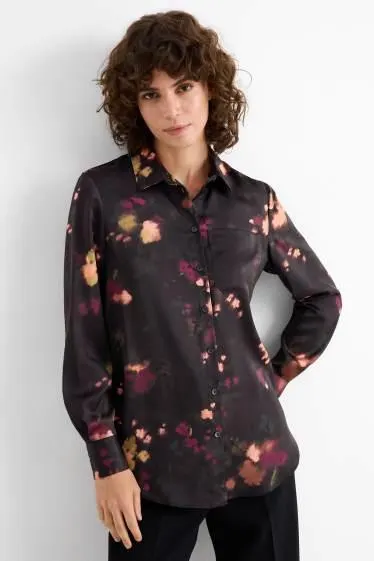 Satin blouse - floral