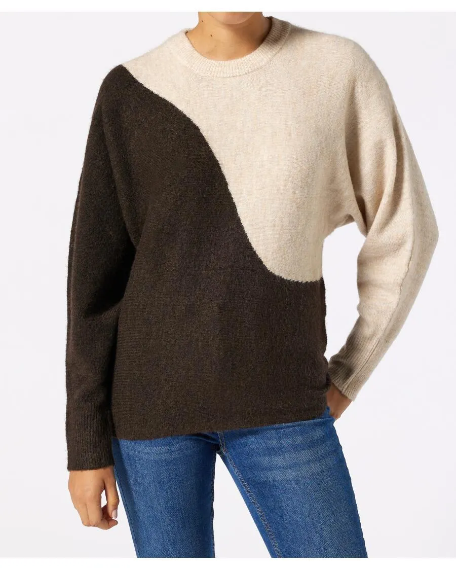 Zweifarbiger Pullover Janina, Rundhalsausschnitt