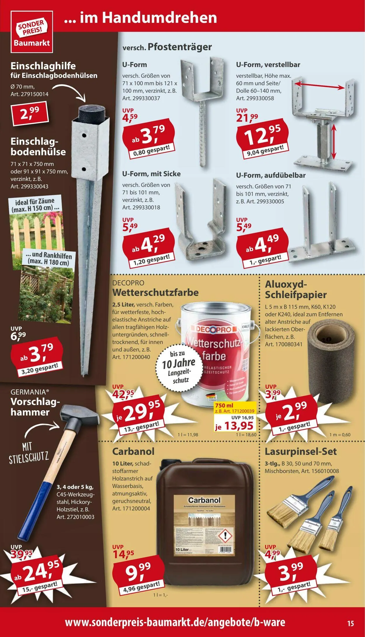 Sonderpreis Baumarkt Aktueller Prospekt von 7. Juni bis 22. Juni 2025 - Prospekt seite 15